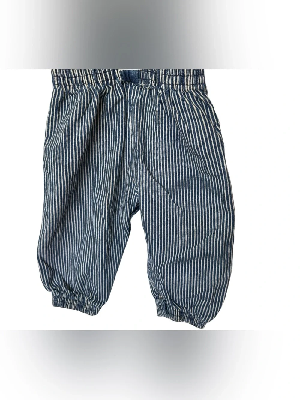 Vintage Oshkosh Train Conductor Striped Denim Overalls 18 Months Bandanna
